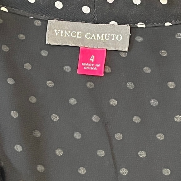 Vince Camuto Halter Look Polka Dot Sleeveless Ruffle Blouse. B&W Size 4 #1196 - Picture 6 of 7